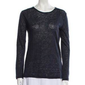 Alexander Wang Long Sleeve Scoop Neck T-Shirt - Blue & Black (Size XS)